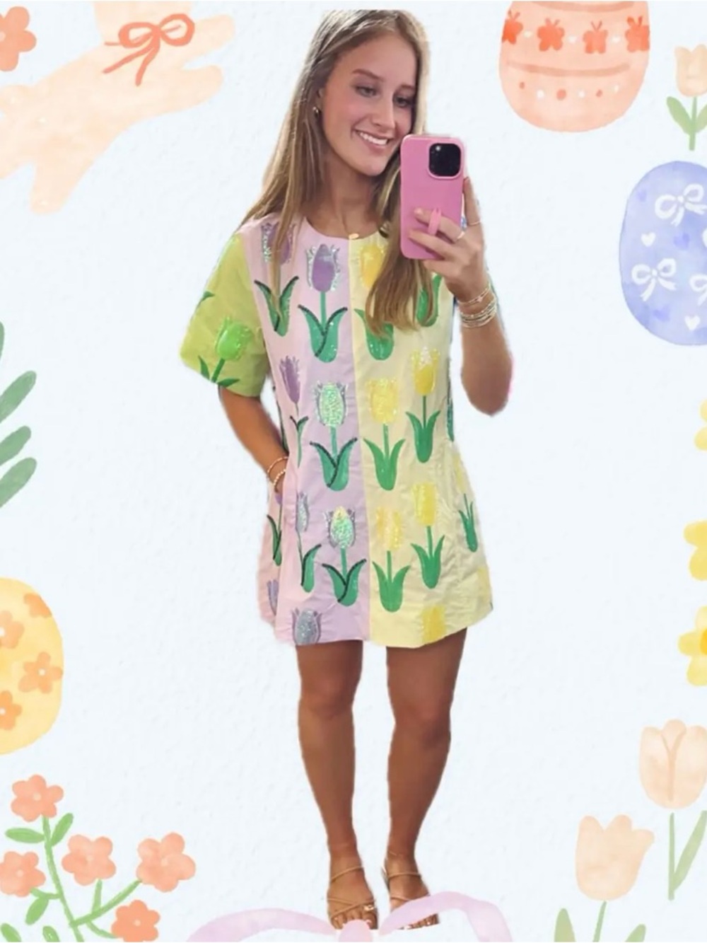 QUEEN OF SPARKLES NEON COLORBLOCK TULIP MINI DRESS - Picture 11 of 14